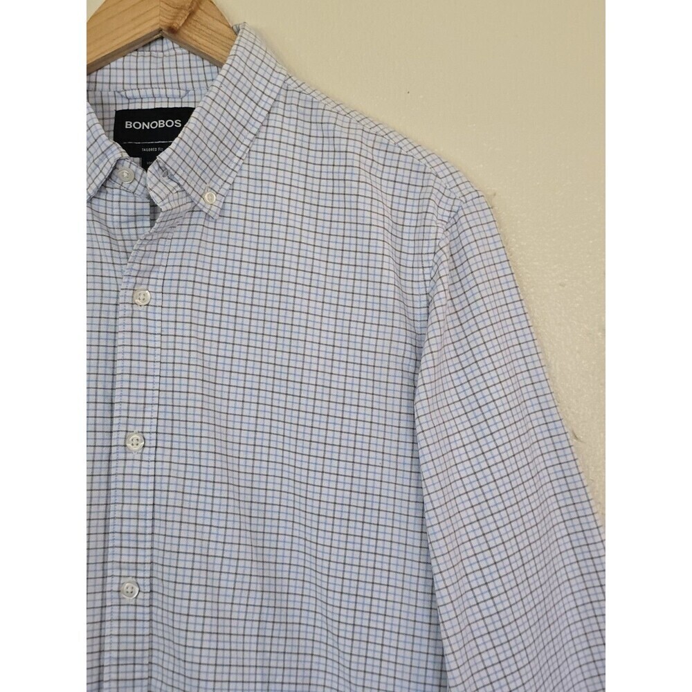 Bonobos Tailored Fit Shirt Mens Size Large Long Heavyweight Cotton Plaid Print - Picture 3 of 12